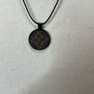Necklace with upcycled Louis Vuitton monogram charm